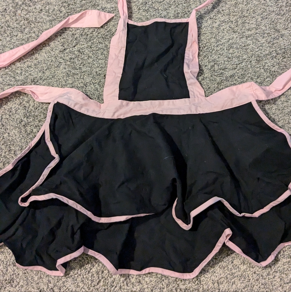 Girly Ruffly Black and Pink Apron